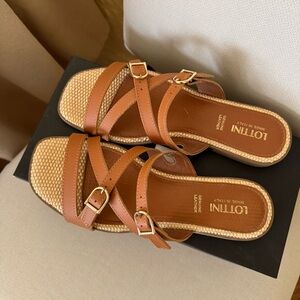Lottini Made in Italy Leather Multi Strap Flat Sandal